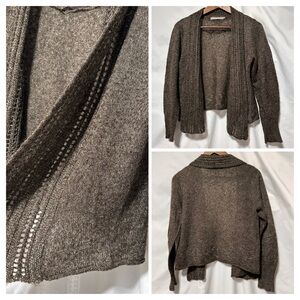 Cozy Brown Waterfall Cardigan | Mohair Blend | M